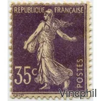 136 ** 35 c Semeuse fond plein Inscriptions maigres