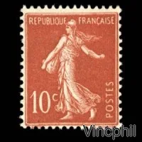 135 * 10 c Semeuse fond plein Inscriptions maigres
