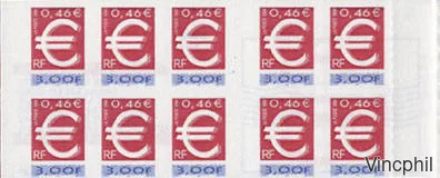 BC 3215A  Le timbre Euro carnet de 10
