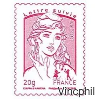 1217A ** Marianne de Chiappa sans grammage Lettre suivie