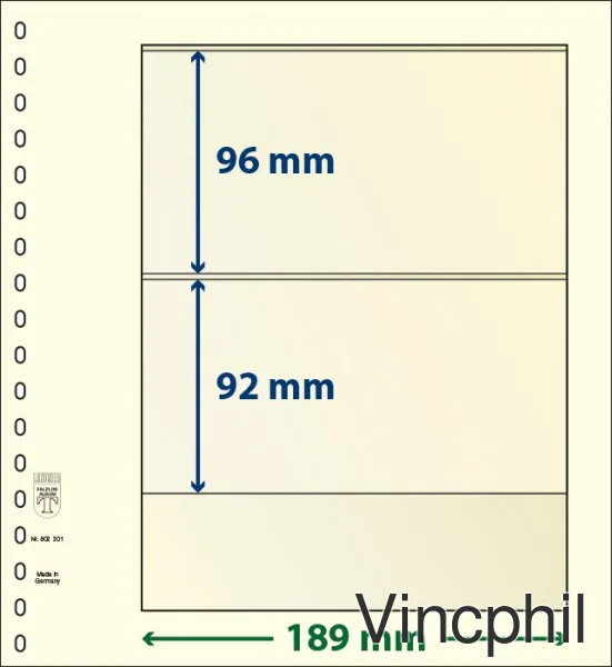 802201P Feuilles neutres-T à 2 poches: 92 mm - paquet de 10