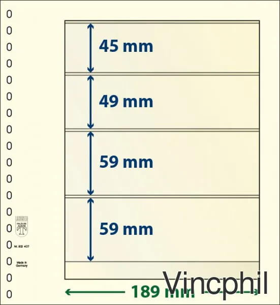 802407P Feuilles neutres-T à 4 poches: 59 mm - paquet de 10