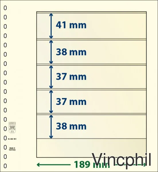 802501P Feuilles neutres-T à 5 poches: 38 mm - paquet de 10