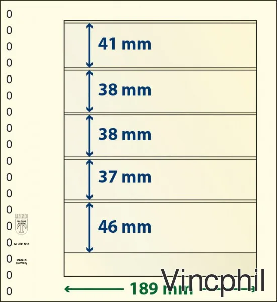 802505P Feuilles neutres-T à 5 poches: 46 mm - paquet de 10