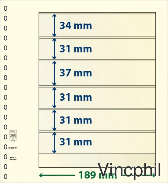 802601P Feuilles neutres-T à 6 poches: 31 mm - paquet de 10