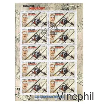 80 a ** Edouard Nieuport avec bord de feuille illustré feuillet de 10
