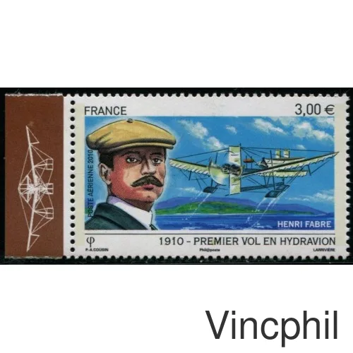 73 a ** Henri Fabre Hydravion avec bord de feuille illustré