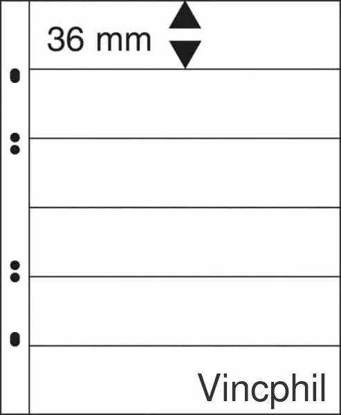 MU1316 Feuilles Multi collect à 6 bandes (36 mm) par page, noires - paquet de 10
