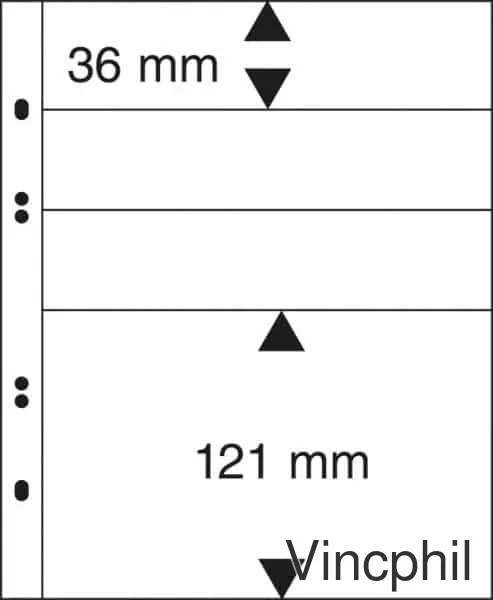 MU1319 Feuilles Multi collect à 4 bandes (3 x 36mm, 1 x 121 mm) par page, noires - paquet de 10