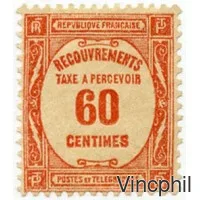 T n° 58 ** 60 centimes Taxe à percevoir