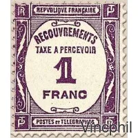 T n° 59 ** 1 franc Taxe à percevoir violet