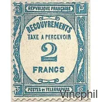 T n° 61 * 2 francs Taxe à percevoir bleu