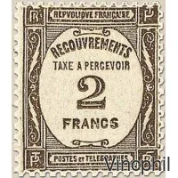 T n° 62 * 2 francs Taxe à percevoir sépia