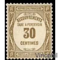 T n° 57 ** 30 centimes Taxe à percevoir