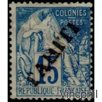 TAH 12 * 15 C Bleu Alphée Dubois surchargé TAHITI