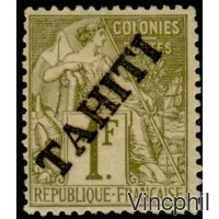 TAH 18 * 1 F Olive Alphée Dubois surchargé TAHITI