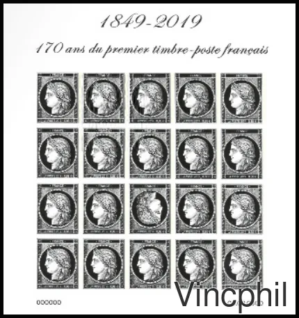 F 5305 ** 170 ème anniversaire du 1 er timbre français en paire tête bêche