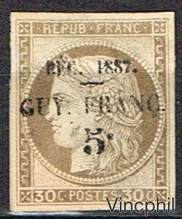 n° 6 NSG Timbre des Colonies générales surchargé Signé Calves