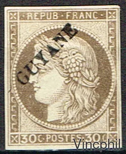 n° 10 NSG Timbre des Colonies générales surchargé Signé Calves