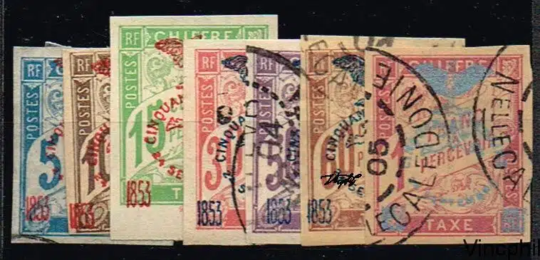 Taxe n° 8/14 O Timbres des colonies générales surchargés