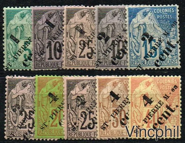 n° 35/44 * Timbres des Colonies générales surchargés