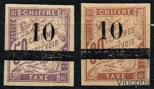 Taxe n° 1/2 * Timbres des colonies générales surchargées