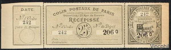 Colis postaux Paris pour Paris ** n° 20 (numéro Maury Spink)