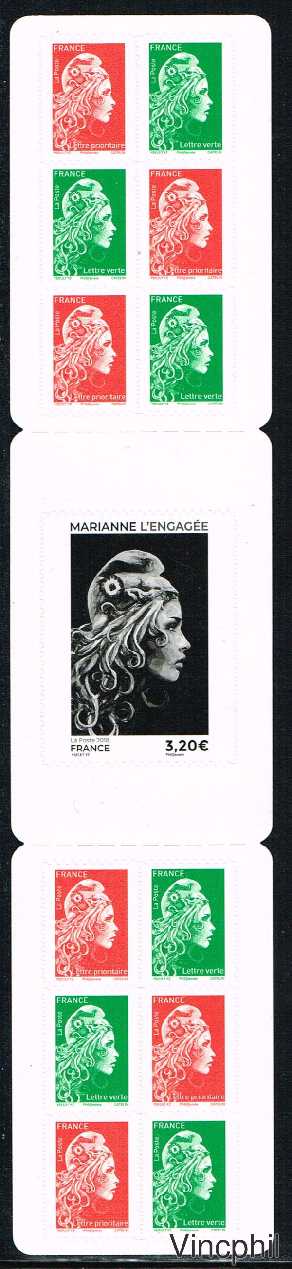 1525 B ** Marianne l'Engagée  Adhésif 2018