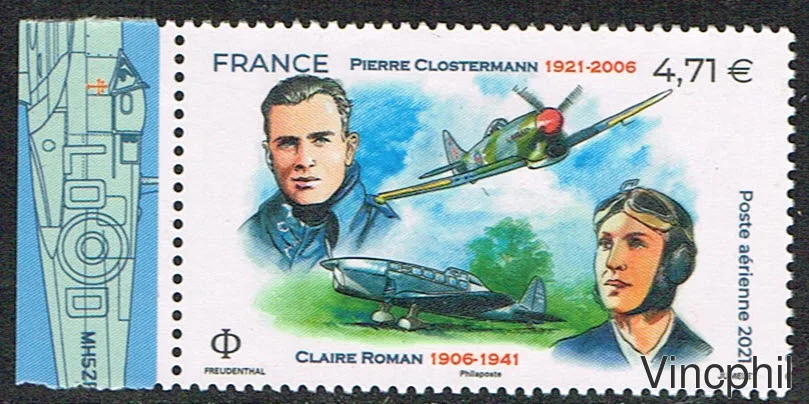 85 a ** Pierre Clostermann et Claire Roman de feuillet de 10