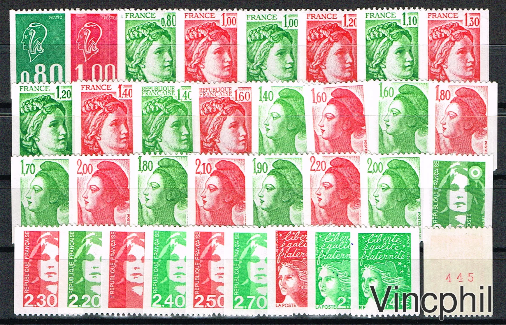 Numéros rouges au verso Timbres de roulettes **