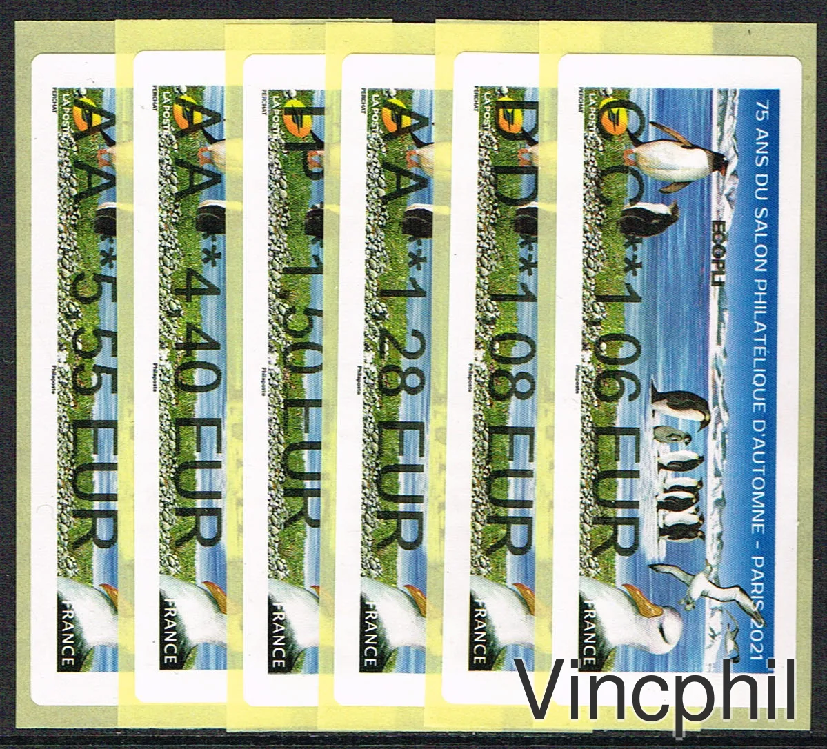11/2021 TAAF invités d'Honneur du Salon Philatélique d'Automne NABANCO 6 valeurs  ECOPLI 1.06 LETTRE  VERTE 1.08 PRIORITAIRE 1.28 INTERNATIONAL 1.50 LR1 4.40 LR1AR 5.55