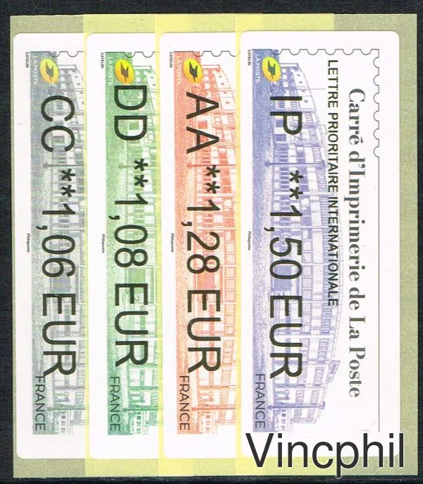 12/2021 Carré d'Imprimerie de La Poste BROTHER 4 valeurs  ECOPLI 1.06 LETTRE  VERTE 1.08 PRIORITAIRE 1.28 INTERNATIONAL 1.50