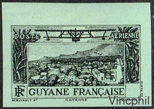 GUYANE PA n°  11 ** Essai sans la valeurs Noir sur vert