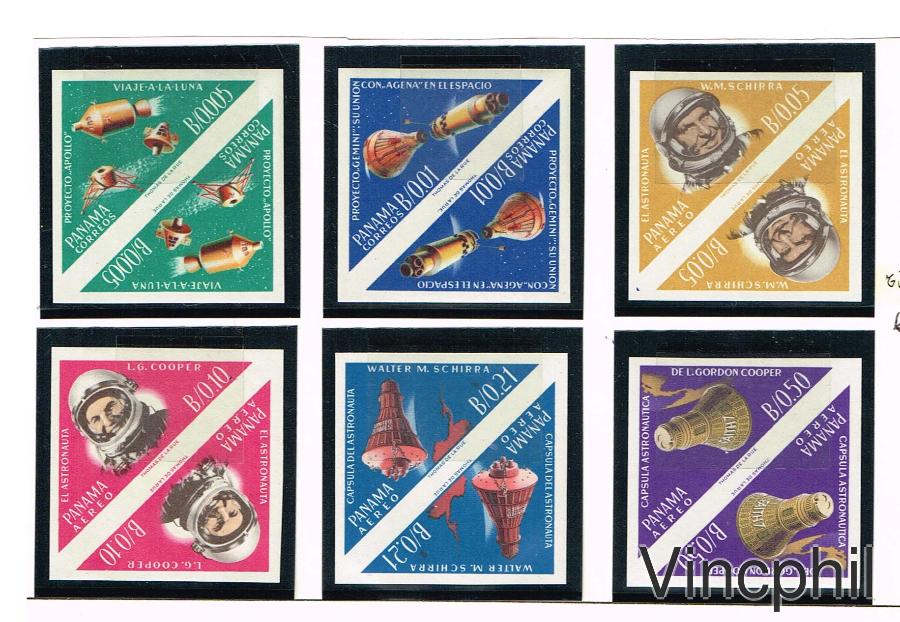 Panama  397/398 + PA et  407/407 + PA 351/354  Tirage 60 exemplaires Satellites de la NASA (catalogués Lollini)