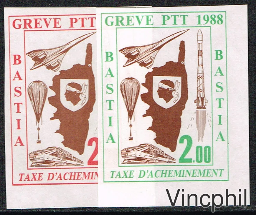 GREVE DES PTT 1989 ** BASTIA  en paire