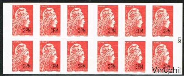 C1298 2022 ** Marianne surchargée SPM Carnet de 12 timbres