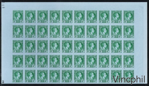 301 a ** Journée du Timbre Effigie de Charles III, feuille de 50 timbres non dentelée