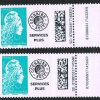 5644 ** Timbres Service plus de roulette gommée, avec numéros inversés