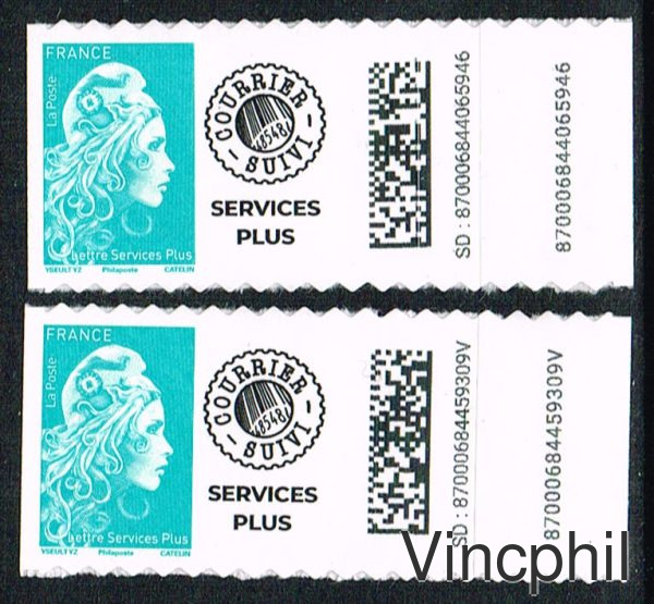 2227 **Timbres Service plus de roulette adhésive avec numéros inversés
