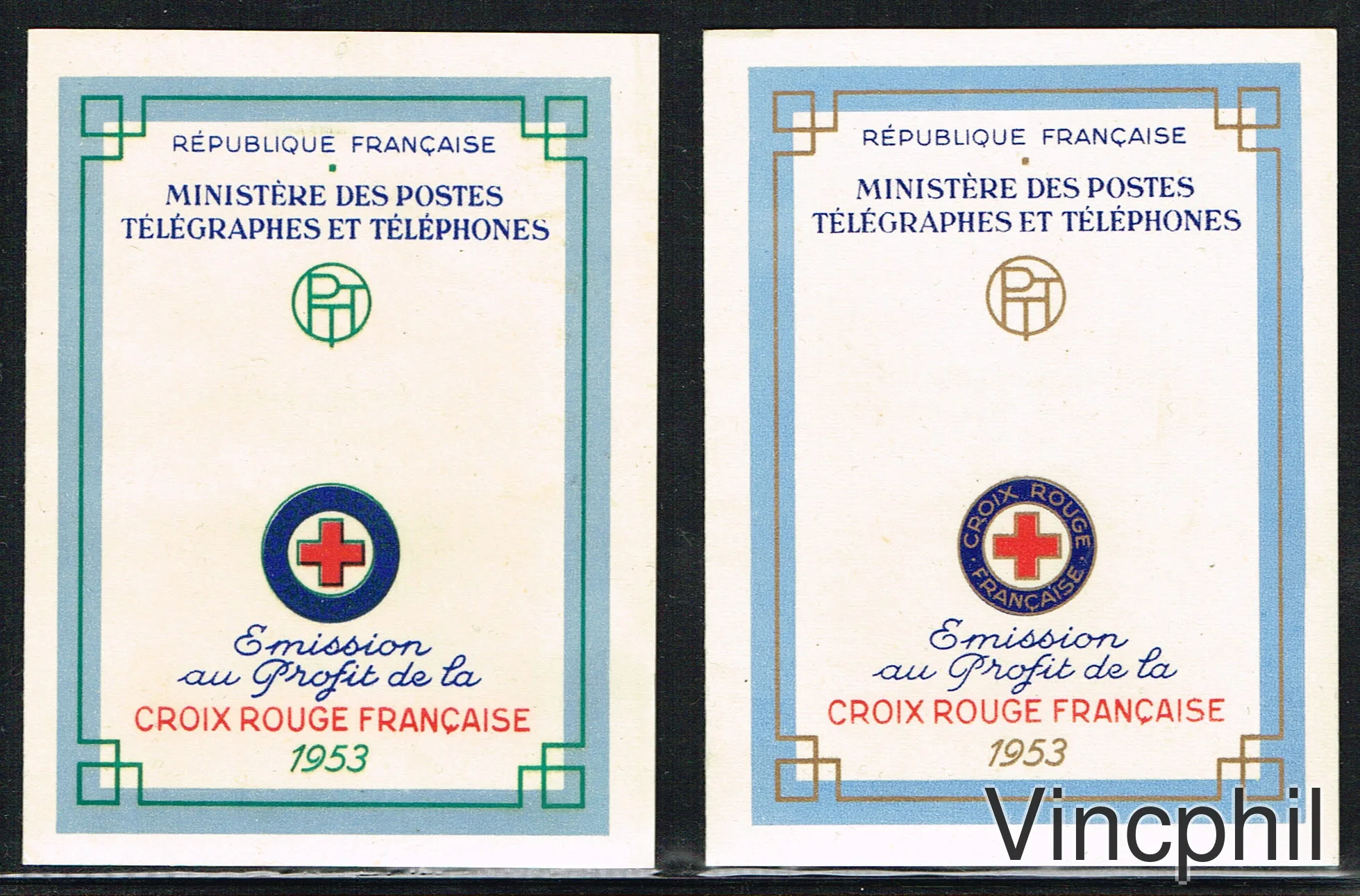 Carnet Croix-Rouge n° 2006 (1957) sans la dorure sur la couverture, les deux carnets