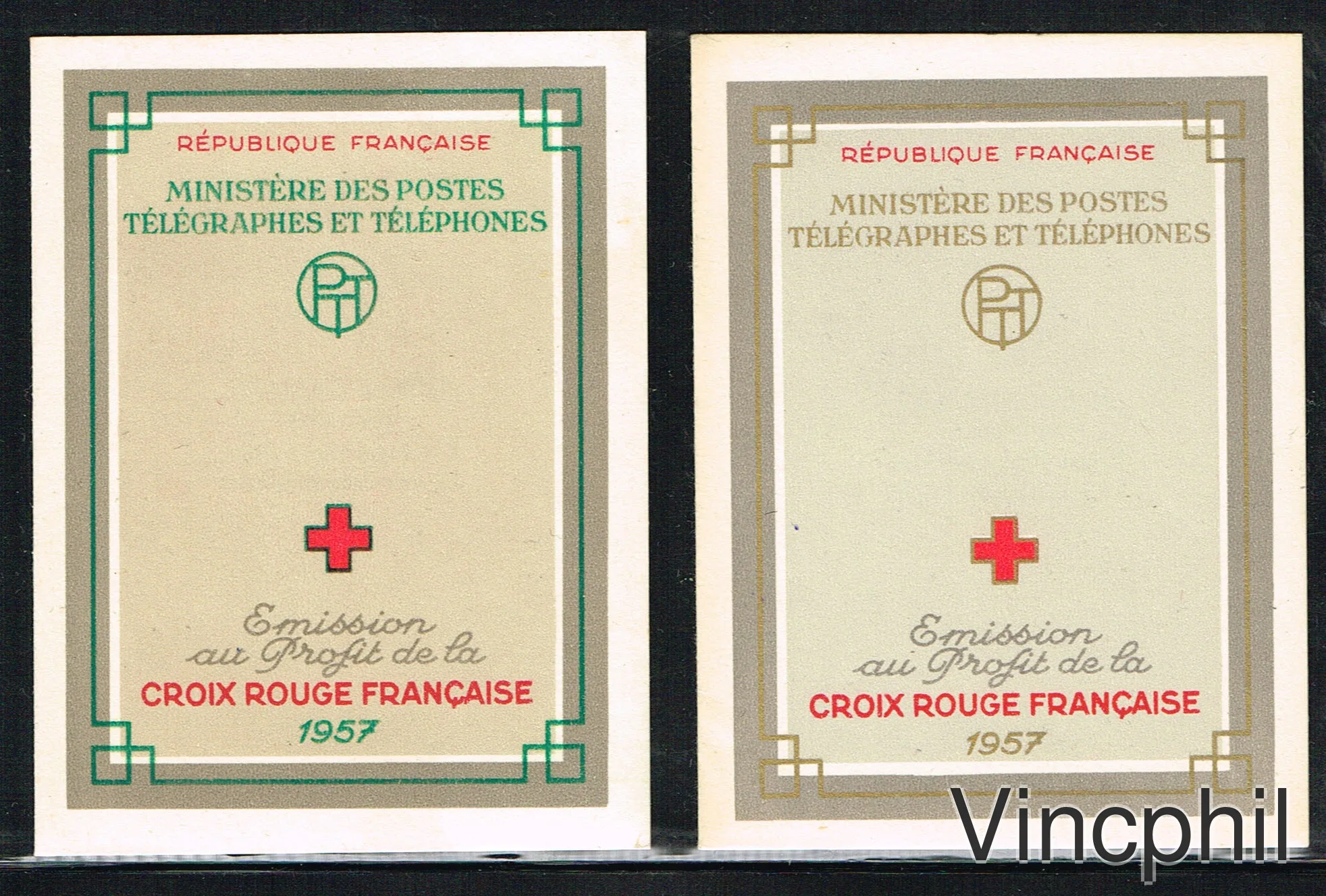 Carnet Croix-Rouge n° 2003 (1953) sans la dorure sur la couverture, les deux carnets