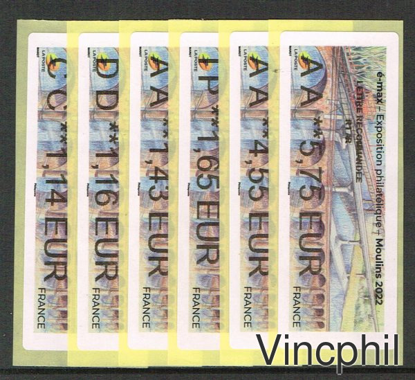 10/2022 MOULINS NABANCO valeurs 6 ECOPLI 1.14, LETTRE VERTE 1.16, PRIORITAIRE 1.43, INTERNATIONAL 1.65, LR 1 4.55, LR 1 AR 5.75