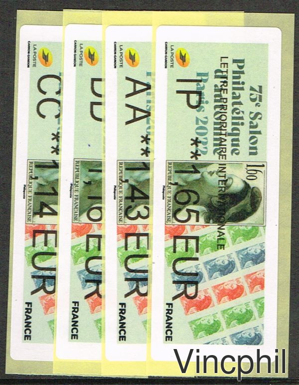 11/2022 LIBERTE DE GANDON BROTHER 4 valeurs ECOPLI 1.14 LETTRE VERTE 1.16 PRIORITAIRE 1.43 INTERNATIONAL 1.65