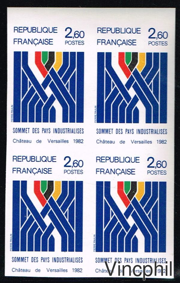 2214 a ** Sommet des Pays Industrialisés bloc de 4 non dentelé
