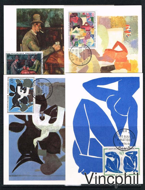 1319/1321 Première série Tableaux carte maximun oblitération 1 er jour