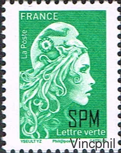 1230 A ** Marianne Lettre Verte surchargée SPM