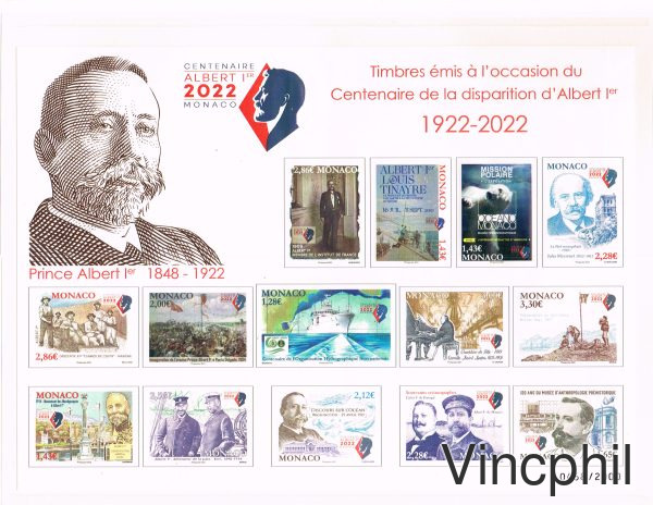 BF 108 Timbres non dentelés  émis en feuillet  à l'occasion du centenaire de la disparition d'Albert Premier