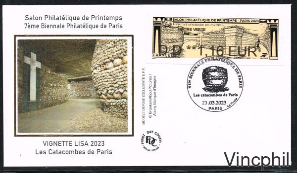 03/2023 LES CATACOMBES  FDC LETTRE VERTE Type Brother