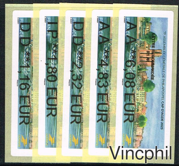 03/2023 PHILAPOSTEL AGDE NABANCO 5 valeurs LETTRE VERTE 1.16, INTERNATIONAL 1.80, 2.32 LETTRE VERTE ENTRE 20 ET 100 GRAMMES, LR1 4.83, LR1AR 6.08