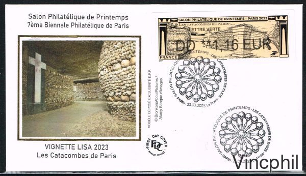 03/2023 LES CATACOMBES FDC LETTRE VERTE Type Nabanco